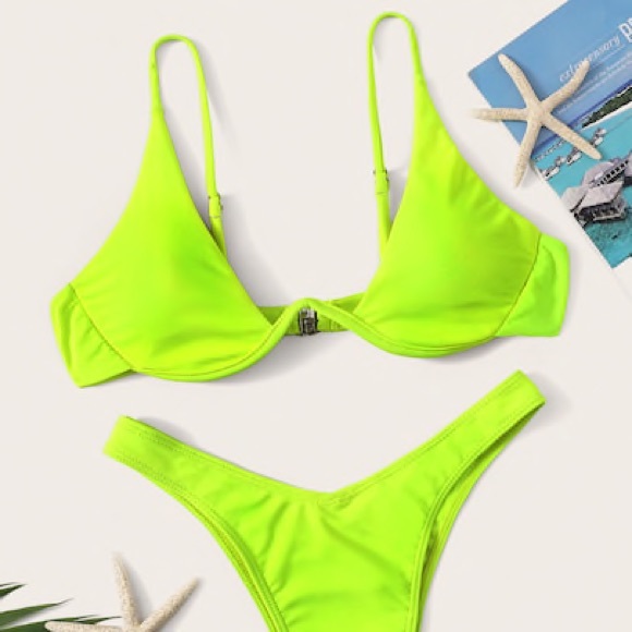 neon green high leg bikini